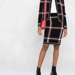 Karl Lagerfeld check-pattern knit cardigan