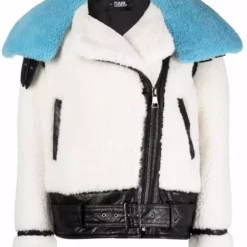 Karl Lagerfeld faux shearling biker jacket