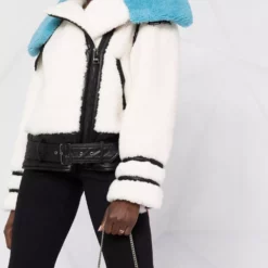 Karl Lagerfeld faux shearling biker jacket