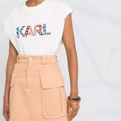 Karl Lagerfeld organic cotton logo-embroidered T-shirt