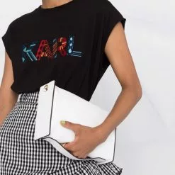 Karl Lagerfeld organic embroidered-logo sleeveless T-shirt