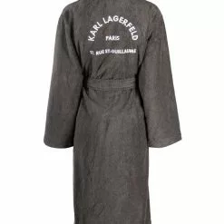 Karl Lagerfeld Address Logo-embroidered organic cotton bathrobe