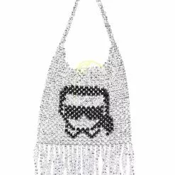 Karl Lagerfeld K/Ikonik metallic bead tote