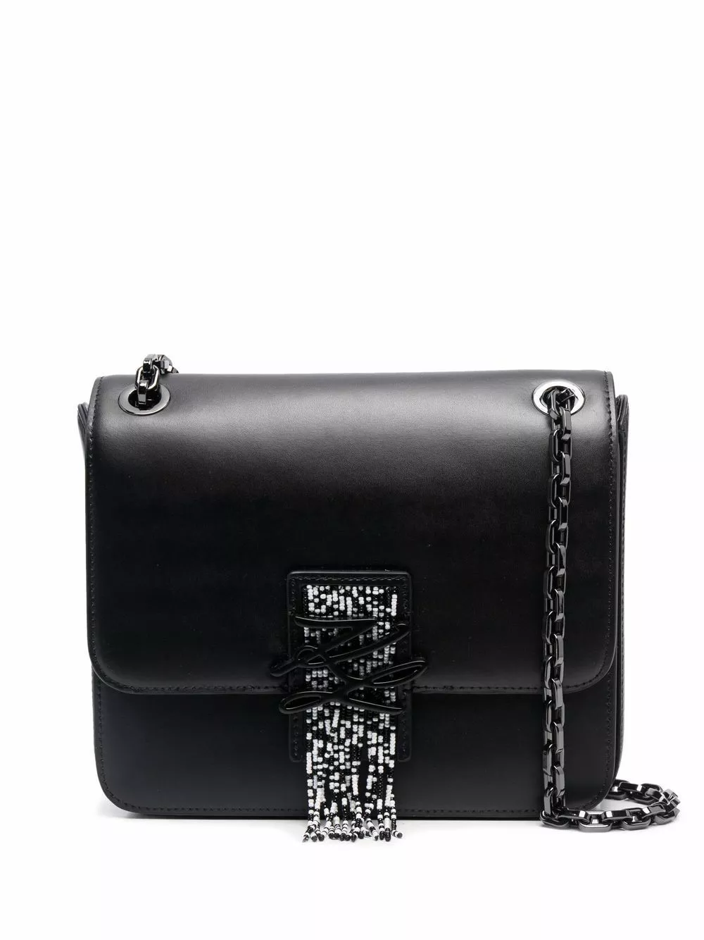 Karl Lagerfeld K/Autograph bead-fringe medium shoulder bag