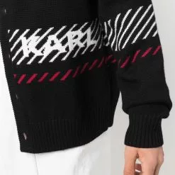 Karl Lagerfeld stripe-print button-up cardigan