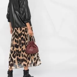 Karl Lagerfeld vegan leather pleated-sleeve top