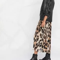 Karl Lagerfeld vegan leather pleated-sleeve top