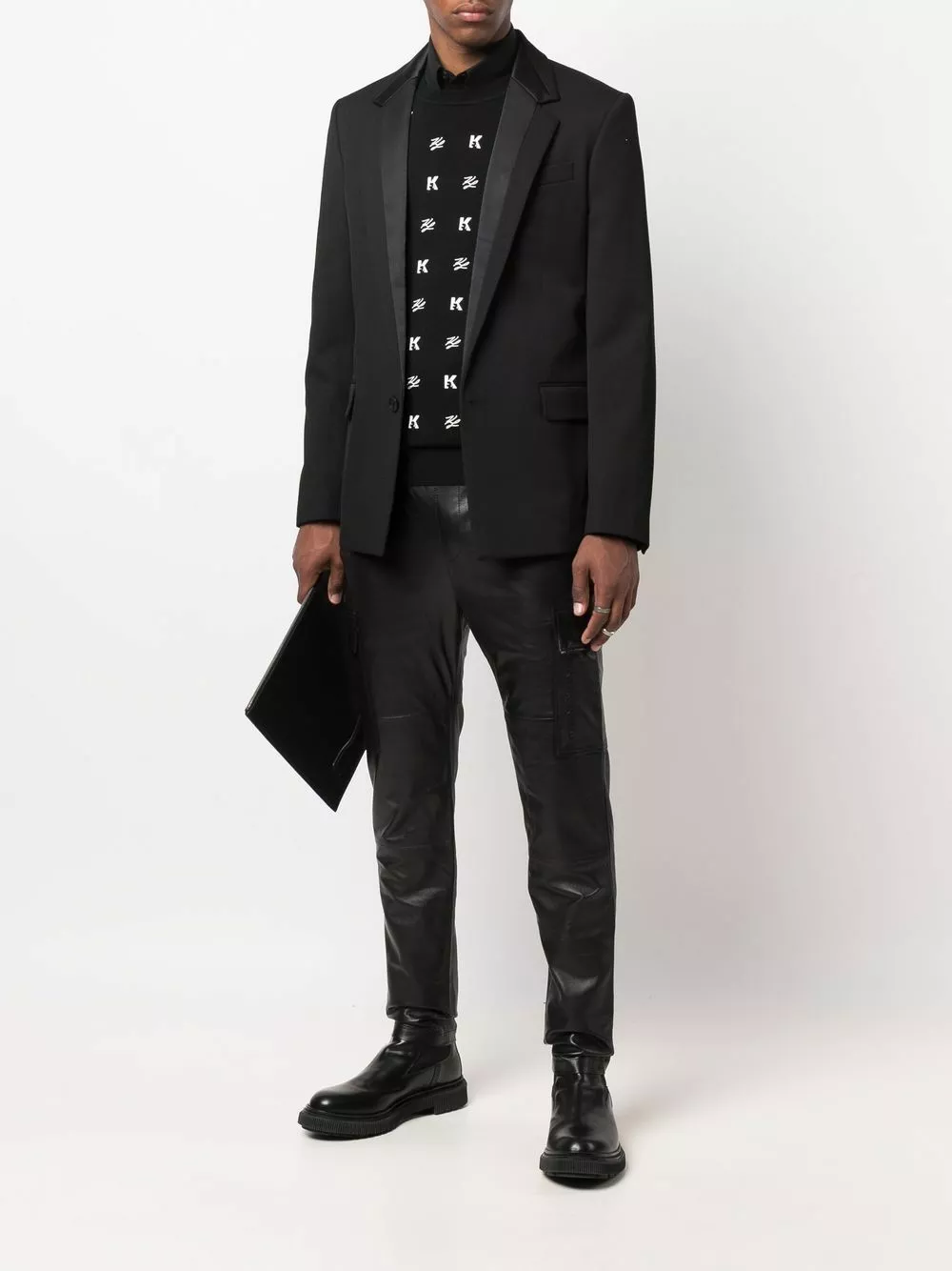 Karl Lagerfeld contrast trim single-breasted blazer