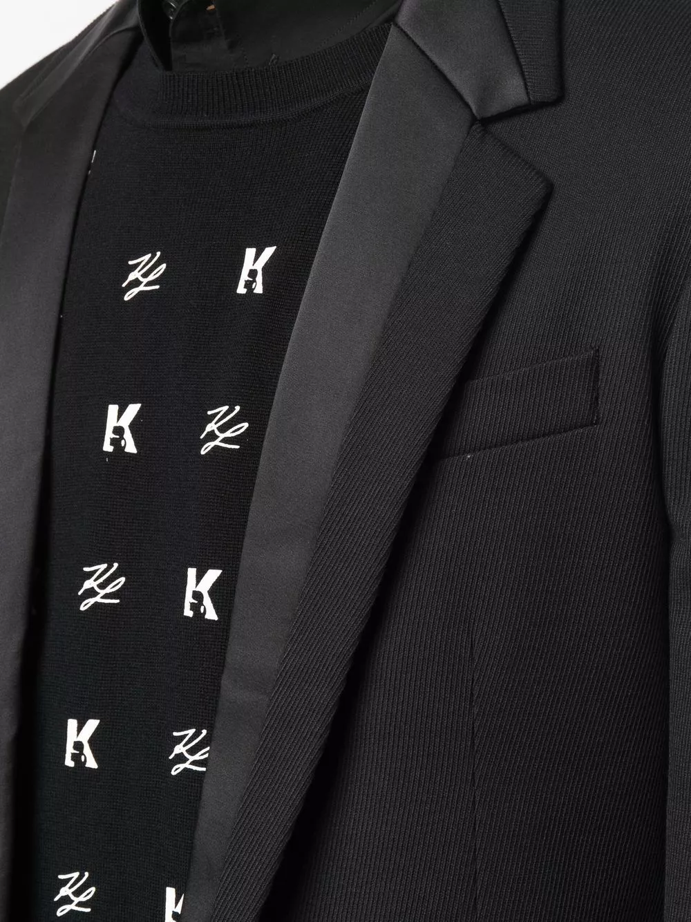 Karl Lagerfeld contrast trim single-breasted blazer