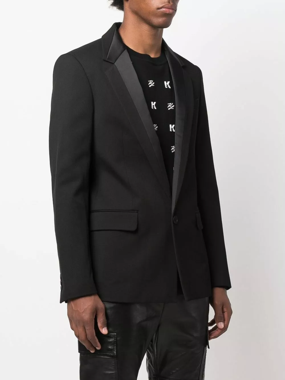 Karl Lagerfeld contrast trim single-breasted blazer