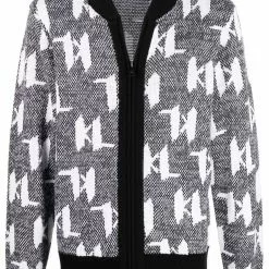 Karl Lagerfeld monogram-print knitted cardigan