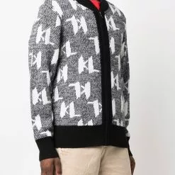 Karl Lagerfeld monogram-print knitted cardigan