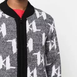 Karl Lagerfeld monogram-print knitted cardigan