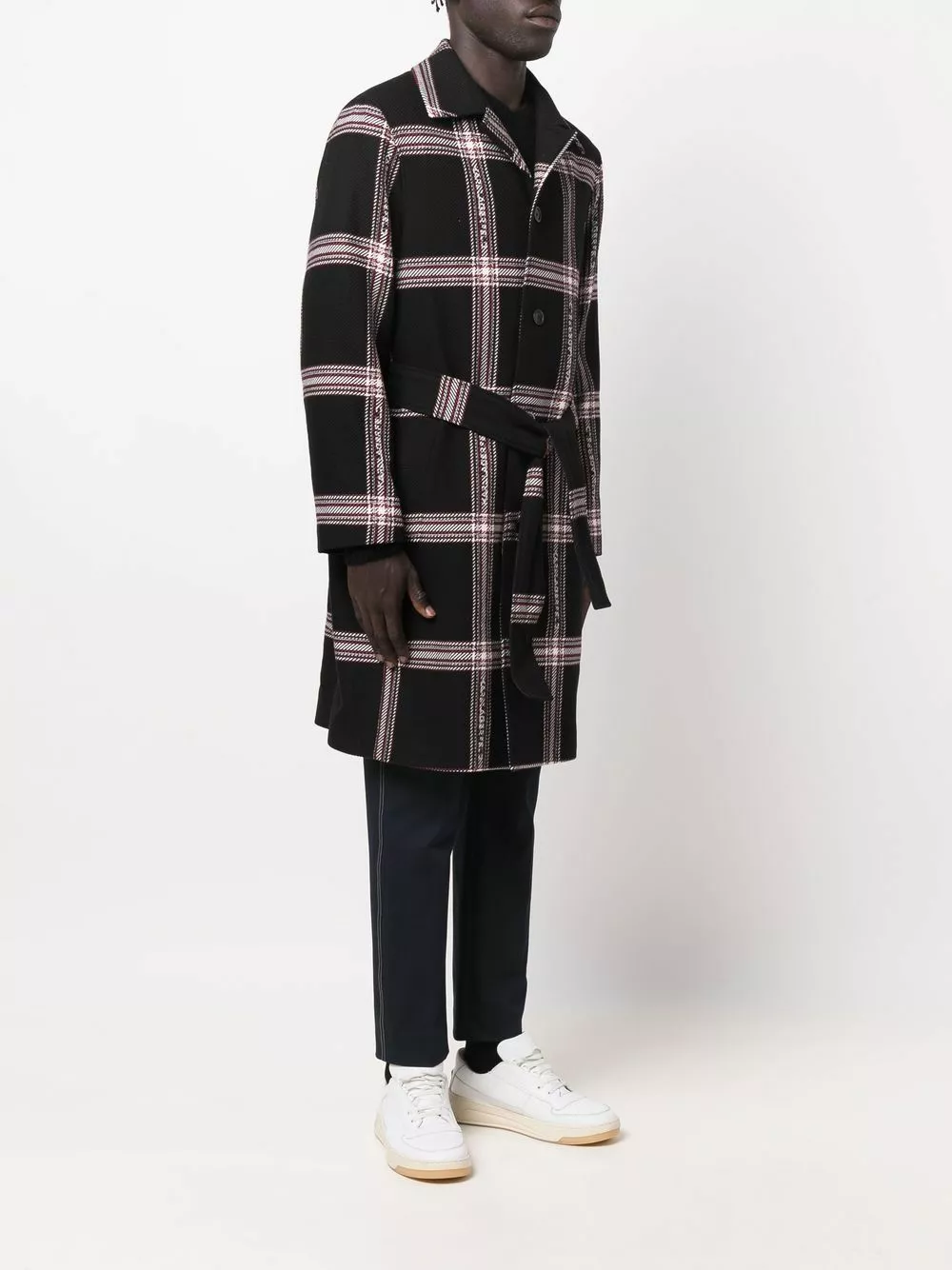 Karl Lagerfeld check print belted coat