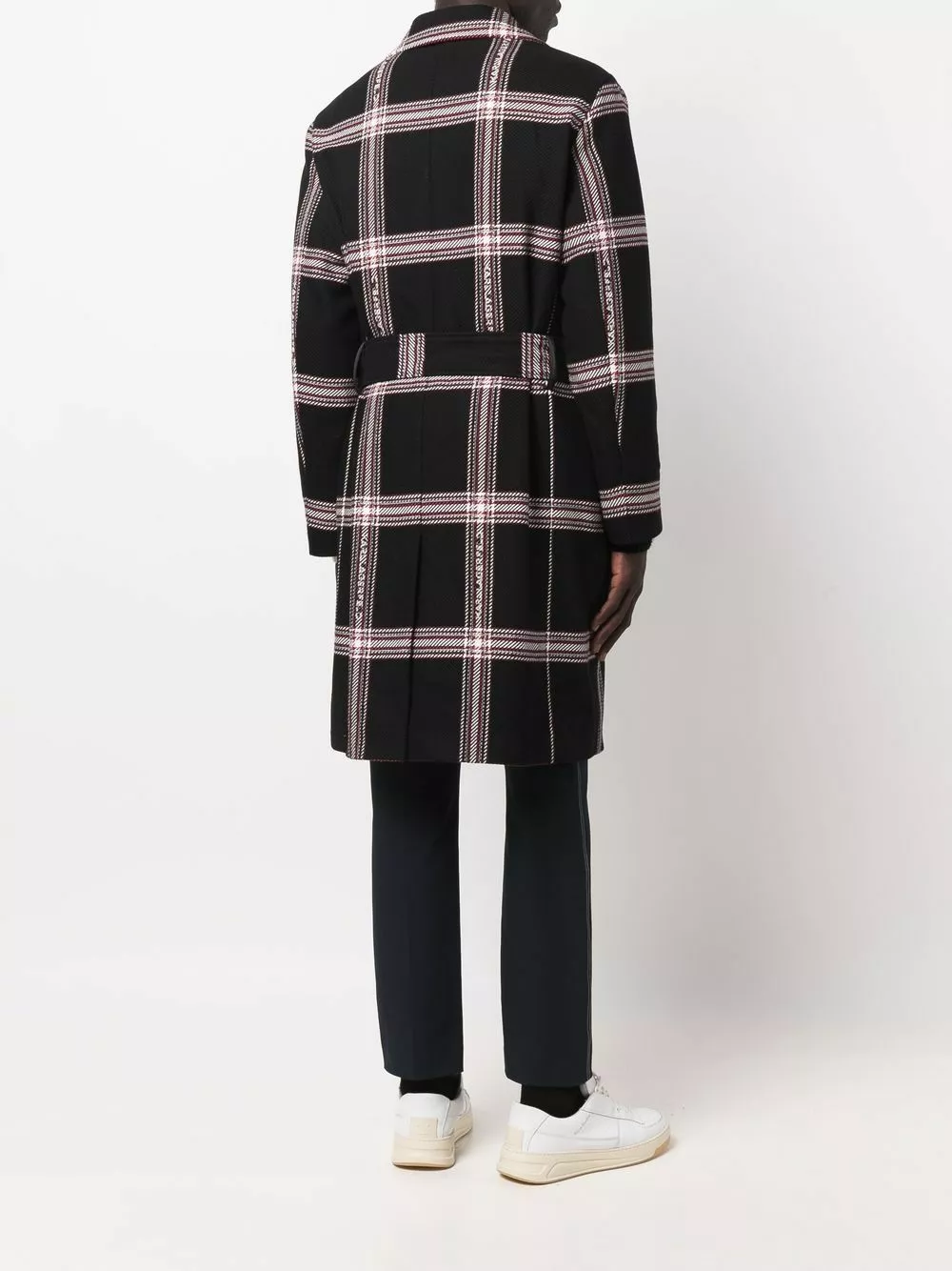 Karl Lagerfeld check print belted coat