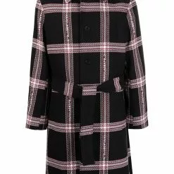 Karl Lagerfeld check print belted coat