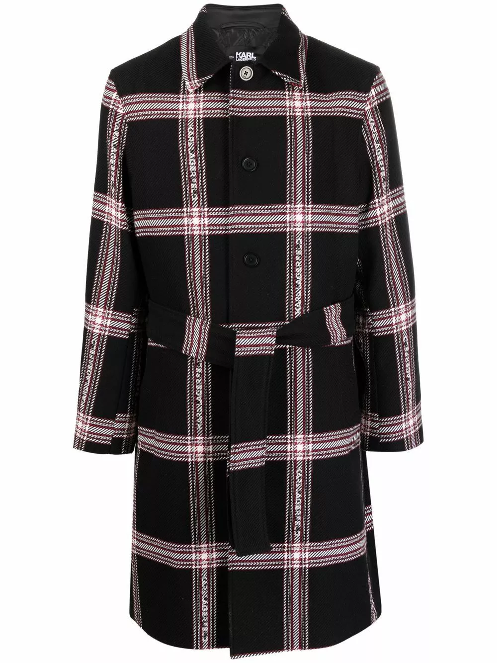 Karl Lagerfeld check print belted coat