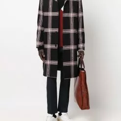 Karl Lagerfeld check print belted coat