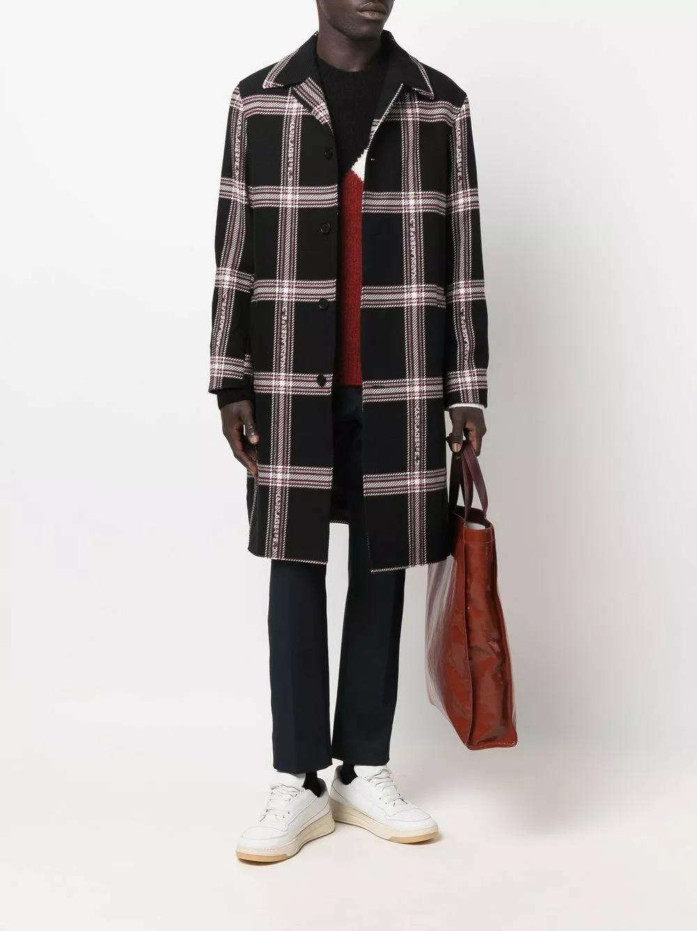 Karl Lagerfeld check print belted coat