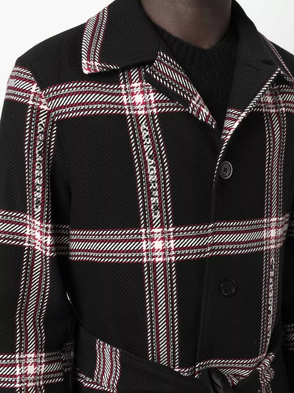 Karl Lagerfeld check print belted coat