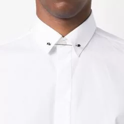 Karl Lagerfeld bar-pin collar poplin shirt