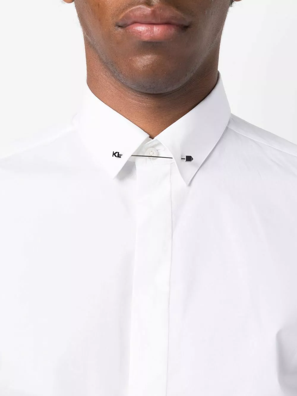 Karl Lagerfeld bar-pin collar poplin shirt