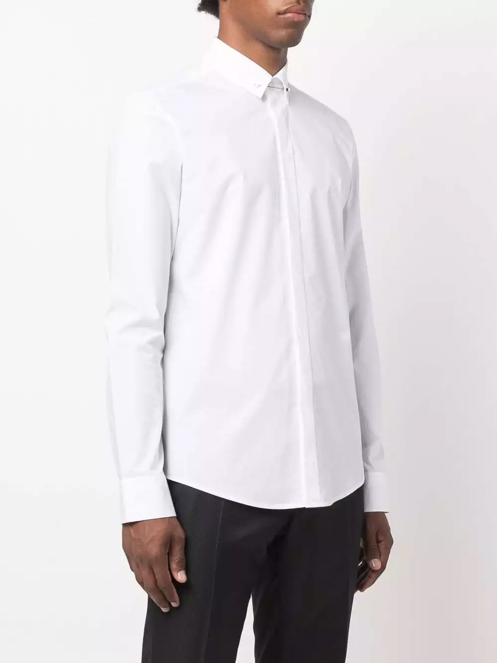 Karl Lagerfeld bar-pin collar poplin shirt