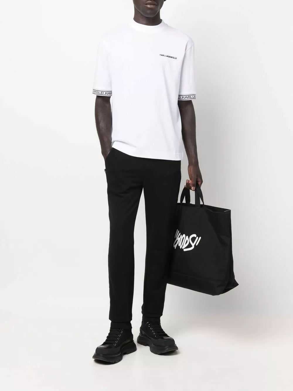 Karl Lagerfeld mock-neck logo T-shirt