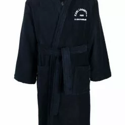 Karl Lagerfeld embroidered-logo cotton bathrobe
