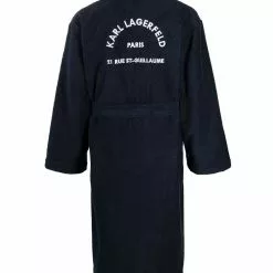 Karl Lagerfeld embroidered-logo cotton bathrobe