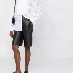 Karl Lagerfeld monogram lace bib shirt