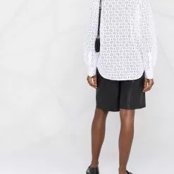 Karl Lagerfeld monogram lace bib shirt