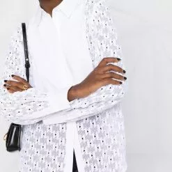 Karl Lagerfeld monogram lace bib shirt