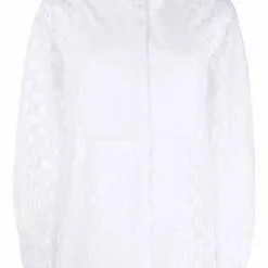 Karl Lagerfeld monogram lace bib shirt