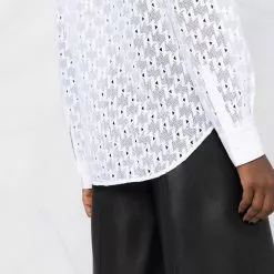 Karl Lagerfeld monogram lace bib shirt