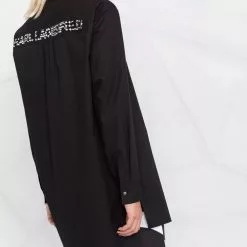 Karl Lagerfeld embellished-logo tunic shirt