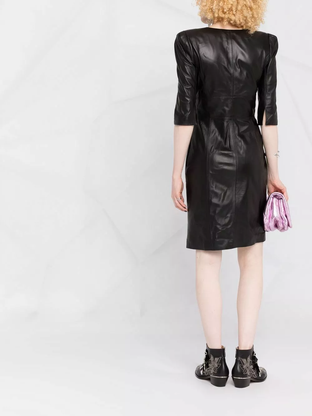 Karl Lagerfeld puff-sleeve leather zip dress