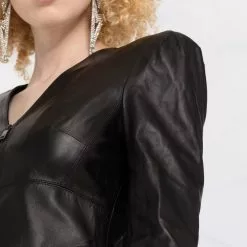 Karl Lagerfeld puff-sleeve leather zip dress