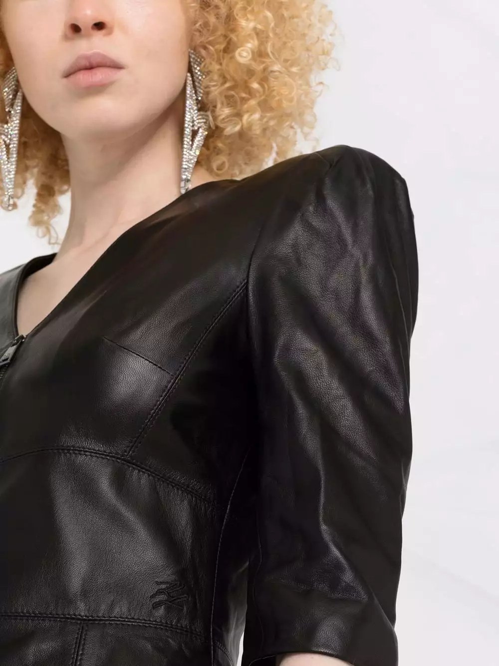 Karl Lagerfeld puff-sleeve leather zip dress