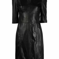 Karl Lagerfeld puff-sleeve leather zip dress