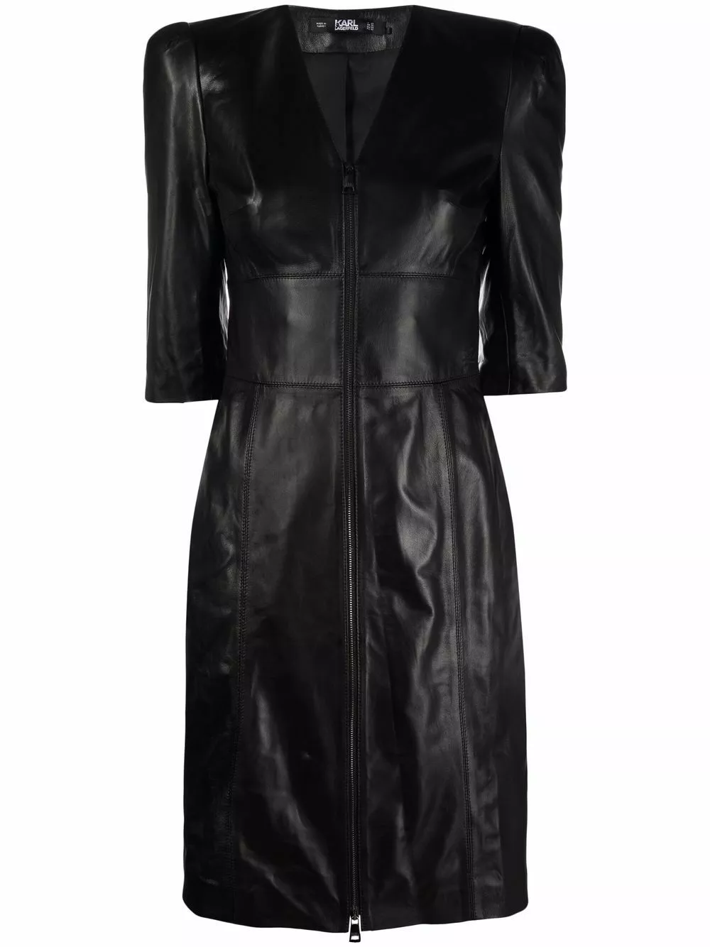 Karl Lagerfeld puff-sleeve leather zip dress