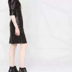 Karl Lagerfeld puff-sleeve leather zip dress