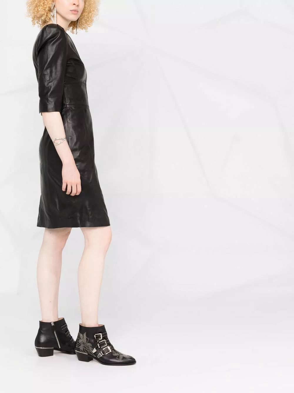 Karl Lagerfeld puff-sleeve leather zip dress