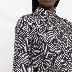 Karl Lagerfeld monogram-print silk shirt dress