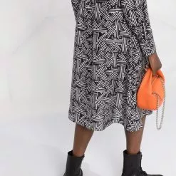 Karl Lagerfeld monogram-print silk shirt dress