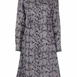 Karl Lagerfeld monogram-print silk shirt dress