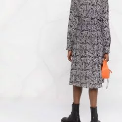 Karl Lagerfeld monogram-print silk shirt dress