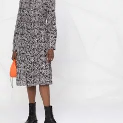 Karl Lagerfeld monogram-print silk shirt dress