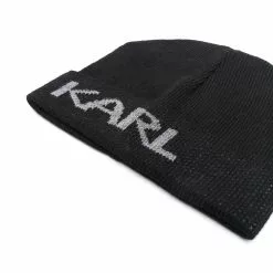Karl Lagerfeld intarsia knit logo beanie