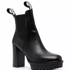 Karl Lagerfeld slip-on heeled leather boots